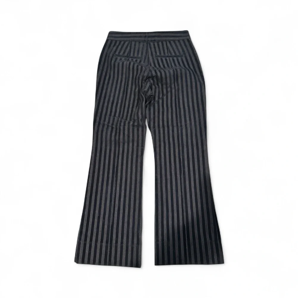 D e r e k L a m - Navy Velvet & Cotton Striped Crop Flare Trousers Sz 2 - Picture 3 of 7